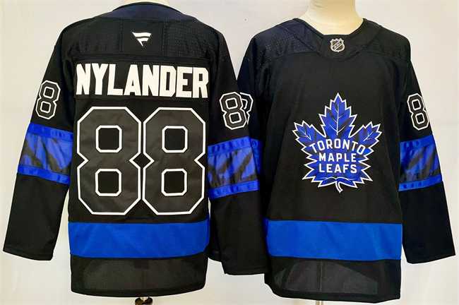 Men%27s Toronto Maple Leafs #88 William Nylander Black 2024-25 Stitched Jersey